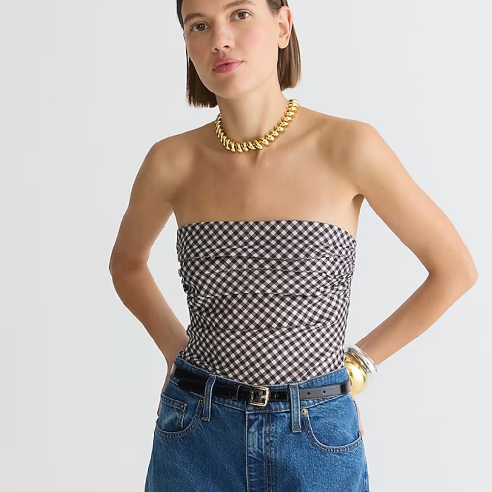 J.Crew collection Gingham Strapless Top